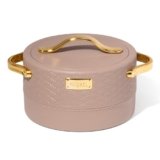 SELVEL Heritage Casserole 800 ml | Stainless Steel Inner & Premium Plastic Outer Body | Insulated Hot Pot for Roti, Rice & Curry | Elegant Brown Finish with Gold Handles