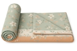 Homedy Super Premium Quilt Cover Double Bed with Zipper Blanket Cover/rajai Cover/Comforter Cover/Duvet Cover King Size Soft Cotton Breathable Skin Friendly Stuff 90×100 Inches, Color- Beige and Green
