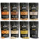 LILA DRY FRUITS Combo Pack 8 in 1 Almonds Cashews Walnuts Anjeer Apricots Golden Black Raisins Salted Pista 100 g x 8 Each | Assorted Premium Dry Fruits Pack for Daily Use Perfect for Gifting
