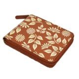 WildHorn Women’s Zip Around Wallet – Premium Leather Floral Print Purse | Stylish Clutch with Zipper Closure & Multiple Card Slots for Ladies & Girls (TAN)