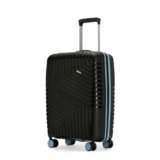 LAttitude By Provogue Core Cabin Suitcase 55cm 20 inch Polypropylene Hard Trolley Bag, 8 Spinner Wheels, Recessed Number Lock, Lightweight Carry-On Luggage for Men & Women Midnight Black/Arctic Blue