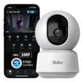 Qubo Smart Cam 360° 3MP [2026 Edition] by Hero Group | STQC Certified | AI Person Detection | Intruder Alarm | Color Night Vision | Two-Way Talk | Records Directly on Cloud | No SD Card Required