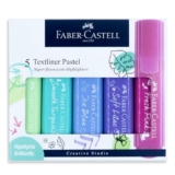 Faber-Castell Pastel Textliner Pen Set – Pack of 5 Assorted Colours | Highlighter Markers for Study, Journaling & Doodling | Stationery Essential for Students