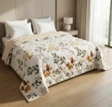 BSB HOME Ultrasonic Quilted AC Comforter 220 GSM|Premium Microfiber Reversible All Season Blanket for Double Bed | Ultra Soft Lightweight Quilt Duvet | 225 x 220 cm (Yellow & Beige)