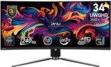 MSI 86.36 cm (34 inch) Curved UWQHD OLED Panel with DisplayHDR True Black 400, CLEAR MR13000, 139.1% SRGB, Smart Crosshair, Height Adjustable Gaming Monitor (MPG 341CQPX QD OLED)(AMD Free Sync, Response Time: 0.03 ms, 175 Hz Refresh Rate)