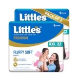 Little’s Premium Baby Diapers XXL Size | Pants Style | 15-25 kg | 44 Count | FluffySoft Baby Diaper with Leakage Guard, Wetness Indicator & 12 Hours Absorption | (22 Count, Pack of 2)