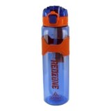 ATTRO Plastic Squad Sports 1000Ml Water Bottle with Flip Top Lid, Hand Strap & Straw Bpa Free Leak Proof Ideal for Gym Workout, Outdoor, School & Office – Dark Blue