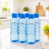 Nayasa Revello 1000 ML Pet Plastic Fridge Water Bottles Set of 6 | BPA Free | Leak Proof | Airtight Lid | Blue