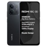 REDMI 15C 5G Midnight Black 6GB + 128GB | Royale Design | Massive 6000mAh Battery | Segment’s Largest 17.53cm Display Up to 120Hz | MediaTek Dimensity 6300 | 33W Fast Charging | 50MP AI Dual Camera