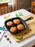 Solara Crownstone Premium Cast Iron Grill Pan with Long Handle, 10 Inch/24 Cm, Fry Pan 24 cm diameter 1.5 L capacity(Cast Iron, Induction Bottom)