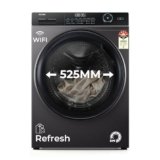 Haier 10Kg, 5 Star, AI Smart Wash, Hygiene Refresh with Inbuilt heater, 525 mm Super Drum, Direct Motion Motor, WiFi Fully Automatic Front Load Washer (EFL120-DM14IEIS8U1 | Dark Jade Silver)