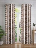 Cortina 2 Piece Abstract Design Panel Eyelet Polyester Window Curtains – 5 Feet, Brown