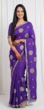 AARTI SAREES Embroidered, Embellished Bollywood Chiffon Saree(Purple)