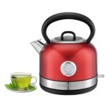 Hafele Dome Plus 2200W, 240V Electric Stainless Steel Kettle with Spout Cover with Analogue Temperature Display, Detachable Micro-Mesh Filter for Lime Scale Filtering, Easy Cleaning (1.7 L, Red)