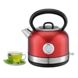 Hafele Dome Plus 2200W, 240V Electric Stainless Steel Kettle with Spout Cover with Analogue Temperature Display, Detachable Micro-Mesh Filter for Lime Scale Filtering, Easy Cleaning (1.7 L, Red)