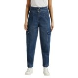 Pepe Jeans Women’s Tapered Jeans (PL204815Q038_Dark Used Indigo Blue