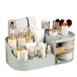 Anshri Desk Makeup Brush Organizers Box and Makeup Organizers for Desk Desktop Storage Stationery Supplies Cute Pencil Cup Pot for Office School Home Makeup Storage Box (Pista)