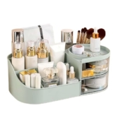 Anshri Desk Makeup Brush Organizers Box and Makeup Organizers for Desk Desktop Storage Stationery Supplies Cute Pencil Cup Pot for Office School Home Makeup Storage Box (Pista)