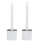 RUDVED Silicon Toilet Brush with Slim Holder Flex Toilet Bowl Cleaner, Anti-drip Set with Wall Hook