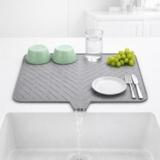 Homeze Medium Kitchen Silicone Drying Mat 40×30 cm – Built-in Drain Lip Organizer Tray for Utensils, Heat Resistant Trivet, Protects Countertops, Prevents Water Accumulation, Easy to Clean (Grey)