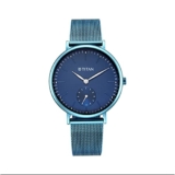 Titan Slimline Blue Dial Analog Stainless Steel Strap Watch for Women-NS95142QM01