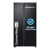 Samsung 653 L, 3 Star, Frost Free, Double Door, Convertible 5-in-1 Digital Inverter, Side By Side AI Enabled Smart Refrigerator with WiFi (RS76CG8003B1HL, Black Matte/Black DOI)