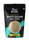 True Elements Raw White Sesame Seeds 150gm – 100% Clean and Natural White Til | Safed Til Seeds for Eating | Raw Seeds | Versatile Ingridient | Everyday Essentials Indian Spices