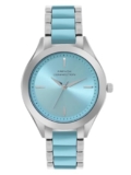 French Connection 3 Hands Blue Round Dial Stainless Steel & Acrylic Strap Casual Premium Sunray Feature Wrist Watch for Women – FCB9USM