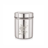 Neelam Stainless Steel 11 (22G) Lazer Etching Deep Dabba, 1400 ml, Silver – Durable & Elegant Storage Container with Flower Printed, Ideal for Storing Food, Perfect for Daily Uses