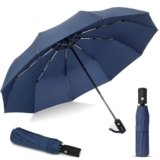 PANCA Windproof Automatic Open Close Travel Umbrella for Men & Women | Compact 3 Fold Rain Umbrella with 8 Reinforced Ribs | Portable Folding Umbrella for Office, Travel & Outdoor (Navy Blue)