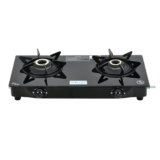 Cello DEZIRE PRO PLUS 2 Burner Gas Stove | Manual Ignition | Direct Flame Brass Burners | 6mm Toughened Glass Top | Hexa Pan Supports | ISI Certified | LPG | 1Yr Warranty