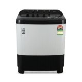 Midea 8kg Semi Automatic Top Load Washing Machine, Dual Wave Pulsator, 1350 RPM High-Speed Spin, Air Dry Spin Lid, Collar Scrubber, Top Load Washer (MWMSA080PDX (KW), Black-White)