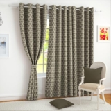 Story@Home Window Curtains 5 Feet Long Set of 1 | Room Darkening Curtain | Hexagon Hive Printed | Thermal Insulated Curtain for Living Room | (116 X 152 Cm, Brown) | Perfect for Home Decor