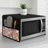Fancy Walas Microwave Oven Cover & Top Cover for Kitchen Decor Durable Dustproof Waterproof Microwave Cover, Oven Cover, Modern Design with 4 Side Pockets for Kitchen Accessories (Multi, 100 x 35 cm)