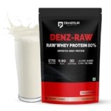 DENZOUR NUTRITION Denz-Raw 80% Imported Whey Protein with Digestive Enzymes | Increase muscle strength, Growth & Recovery | Lab Tested | 27g Protein, 5.9g BCAA- Unflavoured, 1.02Kg/2.2lb (30 Servings)