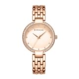 Giordano Analog Watch for Women with Diamond Indices, Stainless Steel Strap and Crystal Embellished Bezel