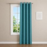 The Decor Hub Aqua Polyester Window Curtain 6 Feet | Darkening Faux Texture Plain Drape with Eyelets | Pack of 1 Panel for Living Room, Bedroom & Office