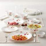 Larah by Borosil Pack of 13 Opalware ROSALIE Dinner Set(Orange, Red, Grey, Microwave Safe)