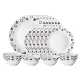 Larah by Borosil Universe Opalware Dinner Set, 18 Pieces, White