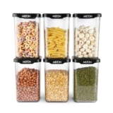 MILTON Square Premium Containers for Kitchen Storage Set of 6 (1100 ml each) Food Grade, BPA Free I Stackable, Transparent I Durable, Multi-purpose, Space Saving, Black