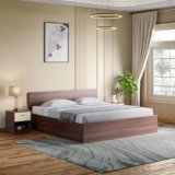 Interio by Godrej EWA Engineered Wood Bed with Box Storage (Queen), 1-Year Warranty, Brown, Particle Board