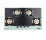 Haute Evoque series 3.0 Black & White 4 Burner Manual Stove | 8 MM Atom Glass | ISI certified |Door Step Service |10 Year Warranty by Haute Home