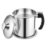 Zyphen Stainless Steel Oil Strainer Pot with Fine Mesh Filter & Lid | Reusable Cooking Oil Storage Container | Grease Keeper for Kitchen | Oil Separator Can for Frying Oil