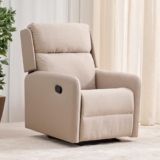Home Centre | Rico 1-Seater Fabric Recliner | Recliner for Living Room | Solid Wood | Beige | 2 Year Warranty