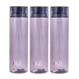 Cello H2O unbreakable Plastic water bottle, 1 litre, set of 3 (grey)