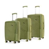 LAttitude By Provogue Core Set of 3 Trolley Bags Cabin + Medium + Large Polypropylene Hard Suitcase, 8 Spinner Wheels, Recessed Number Lock, Luggage for Men & Women Moss Green/Lunar Yellow
