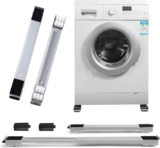 Adjustable Washing Machine Stand with Wheels for Front & Top Load Machines – Heavy Duty Refrigerator Trolley Base with Lockable Rollers, Anti-Slip Pads & Anti-Vibration Support