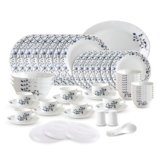 Cello Imperial Series Vinea Opalware Dinner Set | 65 Units | Opal Glass Dinnerware | Chip-Resistant, Scratch-Resistant, Microwave & Dishwasher Safe | Elegant Floral Pattern | White