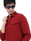 Highlander Men’s Slim Fit Shirts | Solid | Long Sleeves | Spread Collar | Casual Shirts | Men Shirts Maroon