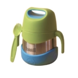 Basil ThermoTot Kids Insulated Food Jar 320ml | 304 Stainless Steel | BPA-Free | Double Wall Vacuum Lunch Box with Handle & Spork | Hot Cold Storage for School Travel Picnics – Blueberry